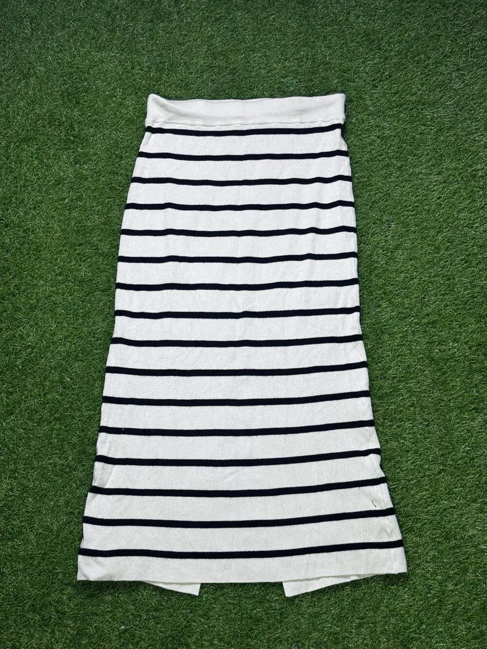 H&M Striped Ribbed Knit Midi Skirt Size S